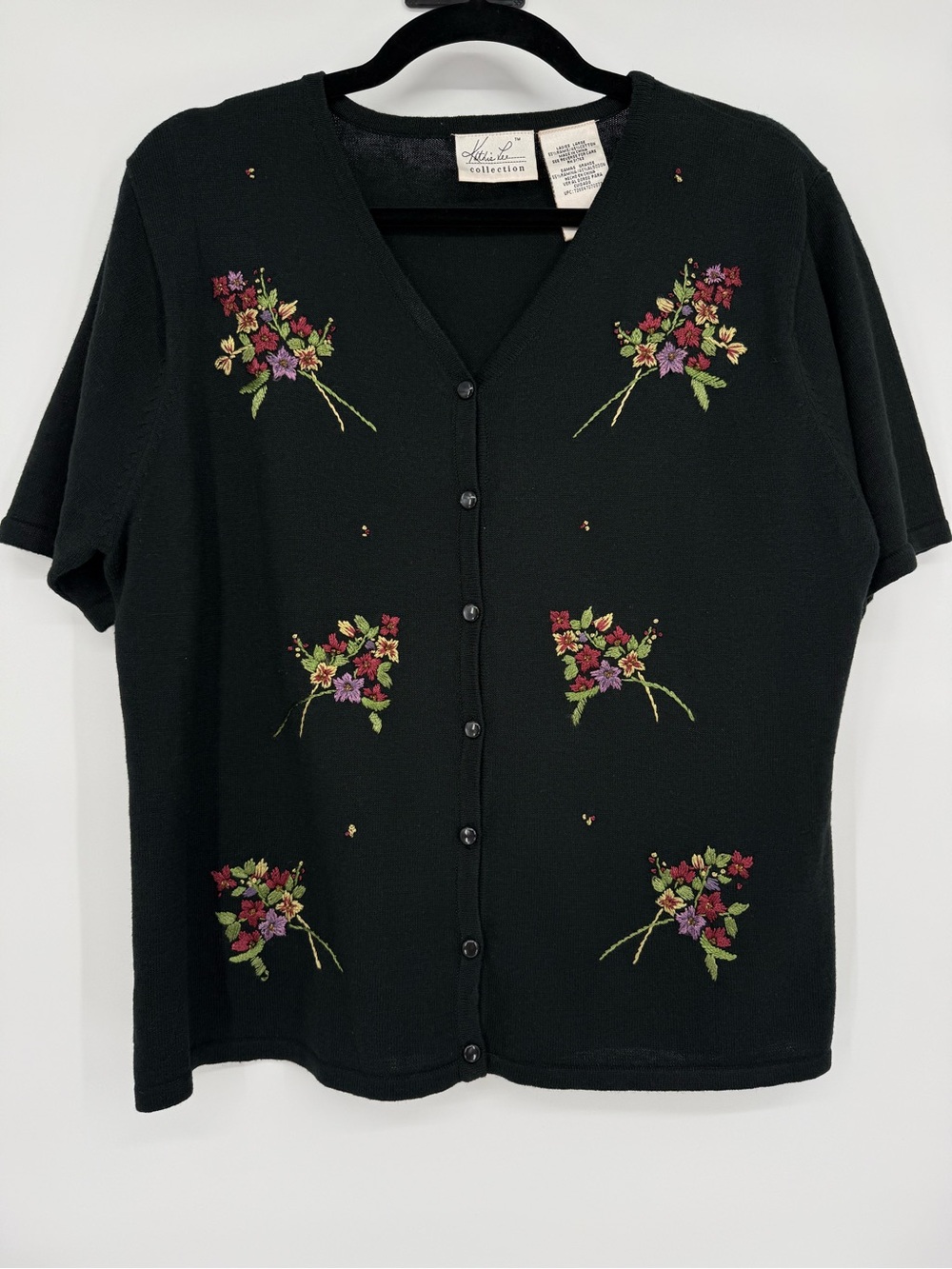 Kathie Lee Vintage Large Floral Embroidered Cardigan Cottagecore Grandmacore